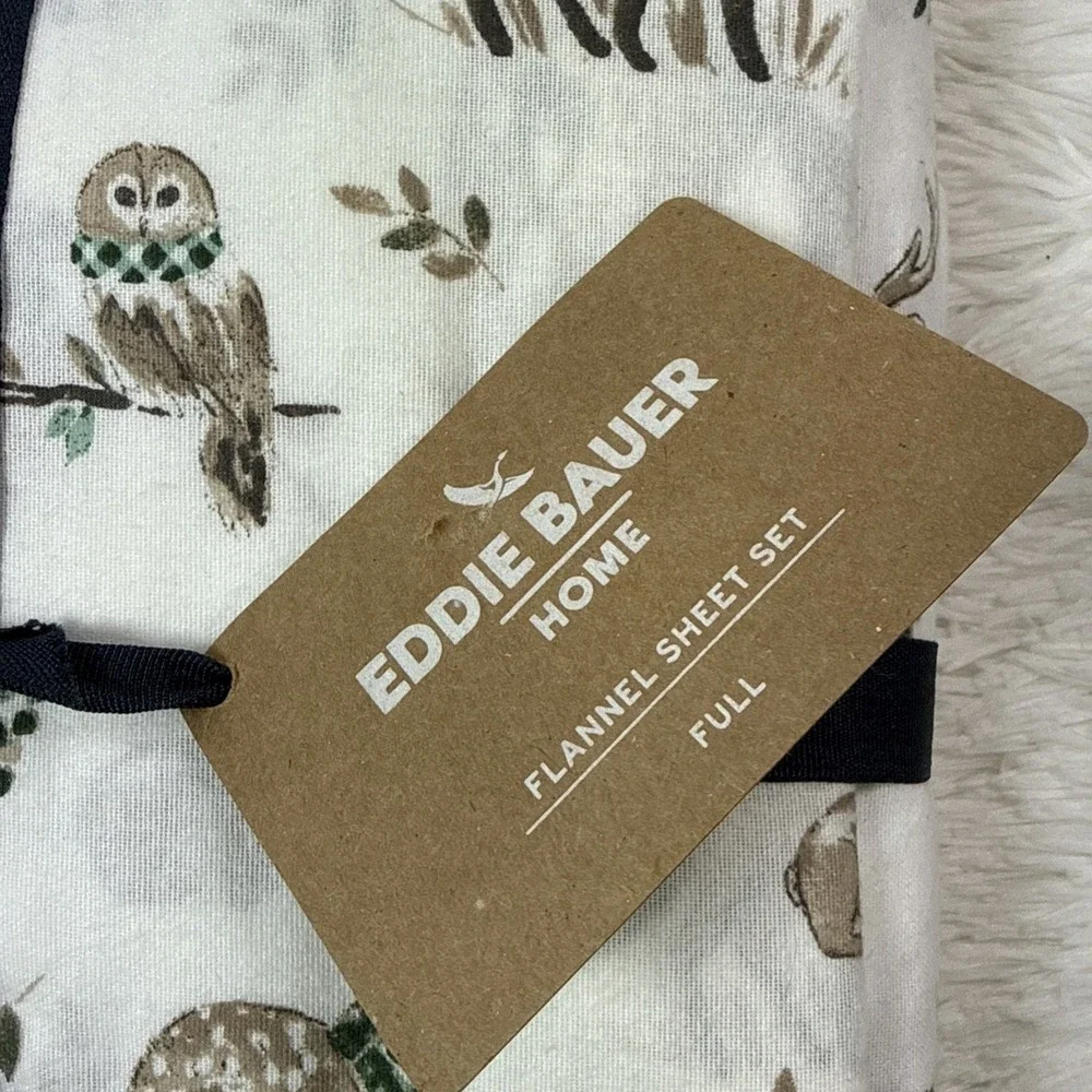 Eddie Bauer Flannel Sheet Set Full Size 4 Piece Woodland‎ Friends Cabin Outdoors